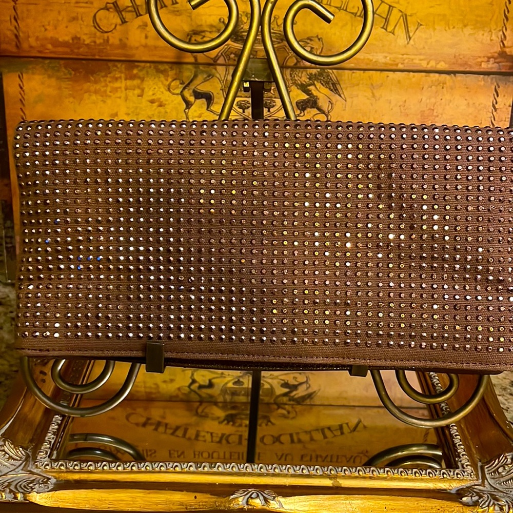 NEW BCBG Fold Over Zipped Clutch Rivets